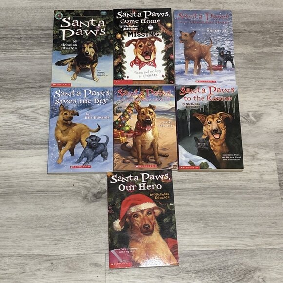 Santa Paws Book Lot 7 Holiday Chapter Books Puppies Lost Dogs Nicholas Edwards - Picture 1 of 7